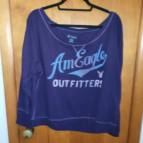 American Eagle Purple Slouchy Shirt - Picture 1 of 7